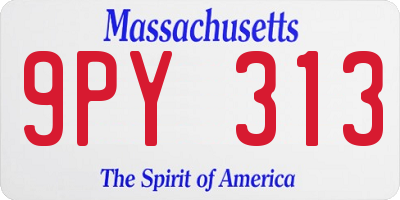 MA license plate 9PY313