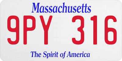 MA license plate 9PY316