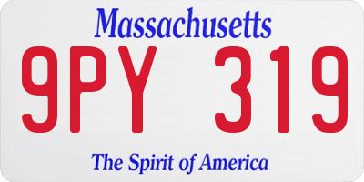 MA license plate 9PY319
