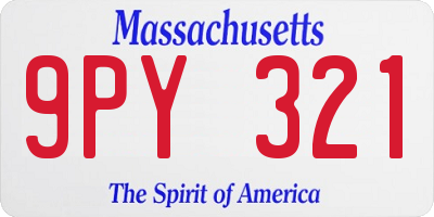 MA license plate 9PY321