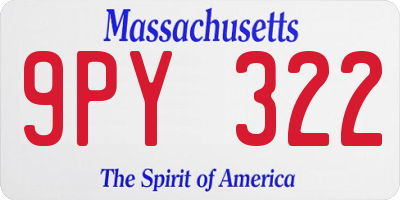 MA license plate 9PY322