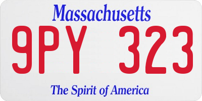 MA license plate 9PY323