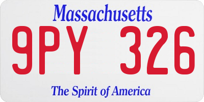 MA license plate 9PY326