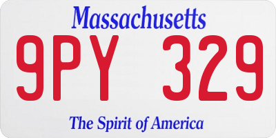 MA license plate 9PY329