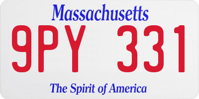 MA license plate 9PY331