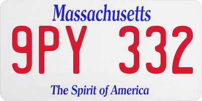 MA license plate 9PY332