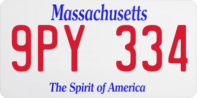 MA license plate 9PY334