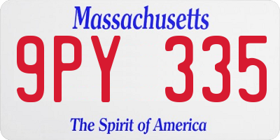 MA license plate 9PY335
