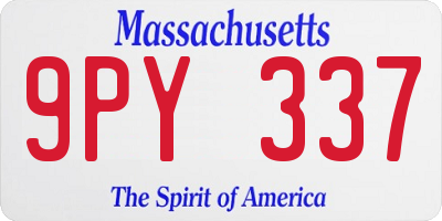 MA license plate 9PY337