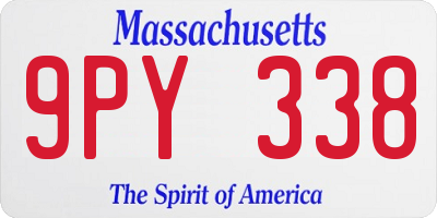 MA license plate 9PY338