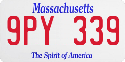 MA license plate 9PY339