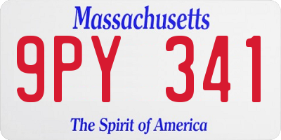 MA license plate 9PY341