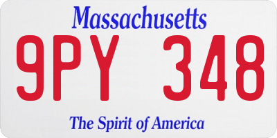 MA license plate 9PY348