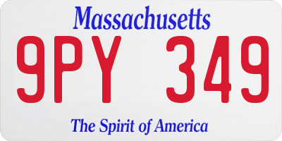 MA license plate 9PY349