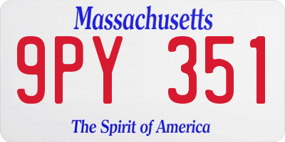 MA license plate 9PY351