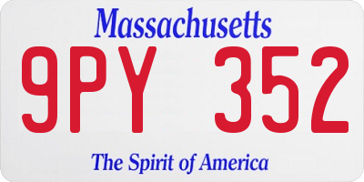 MA license plate 9PY352