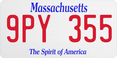 MA license plate 9PY355