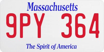 MA license plate 9PY364