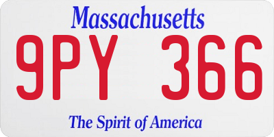MA license plate 9PY366
