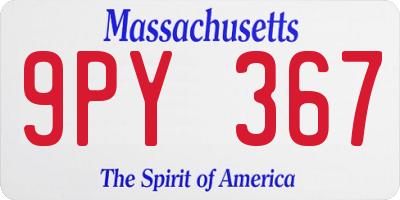 MA license plate 9PY367