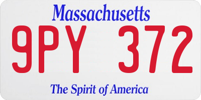 MA license plate 9PY372