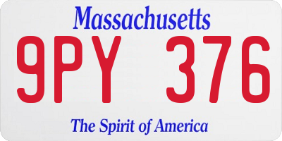 MA license plate 9PY376