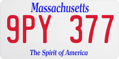 MA license plate 9PY377