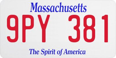 MA license plate 9PY381