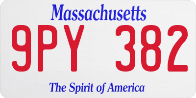 MA license plate 9PY382