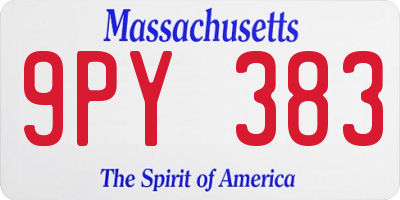 MA license plate 9PY383