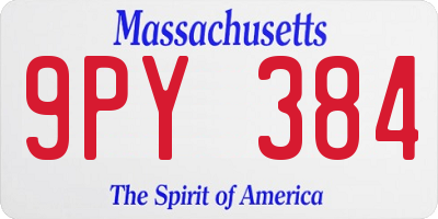MA license plate 9PY384