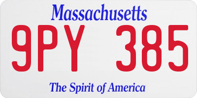 MA license plate 9PY385