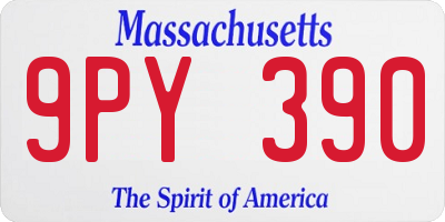 MA license plate 9PY390