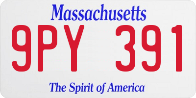 MA license plate 9PY391