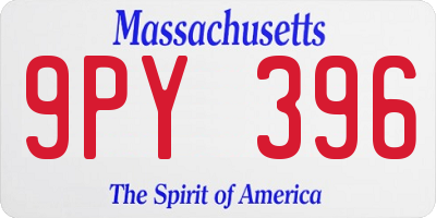 MA license plate 9PY396