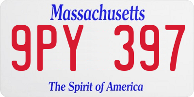 MA license plate 9PY397