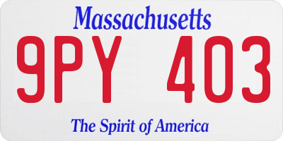 MA license plate 9PY403