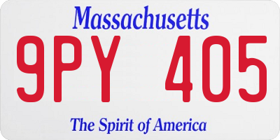MA license plate 9PY405