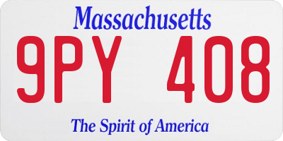 MA license plate 9PY408