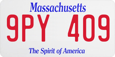 MA license plate 9PY409