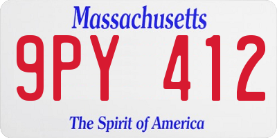 MA license plate 9PY412