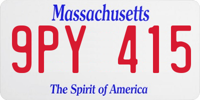 MA license plate 9PY415