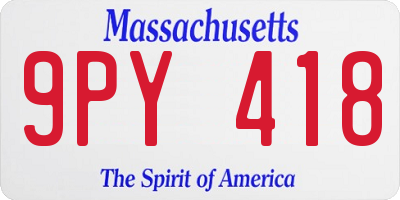 MA license plate 9PY418