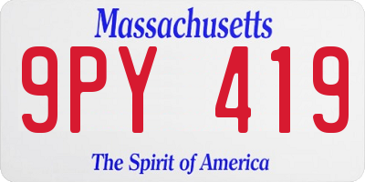 MA license plate 9PY419