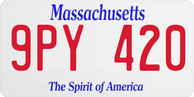 MA license plate 9PY420