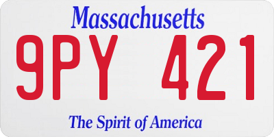 MA license plate 9PY421