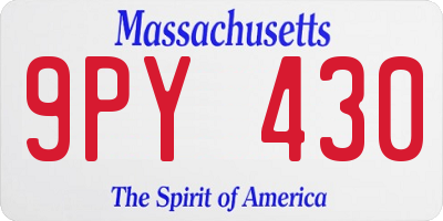 MA license plate 9PY430