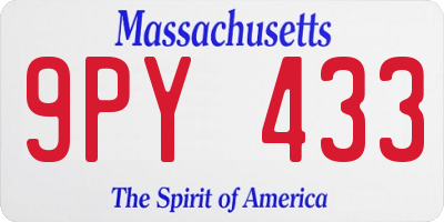 MA license plate 9PY433