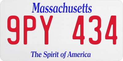 MA license plate 9PY434