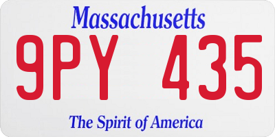 MA license plate 9PY435